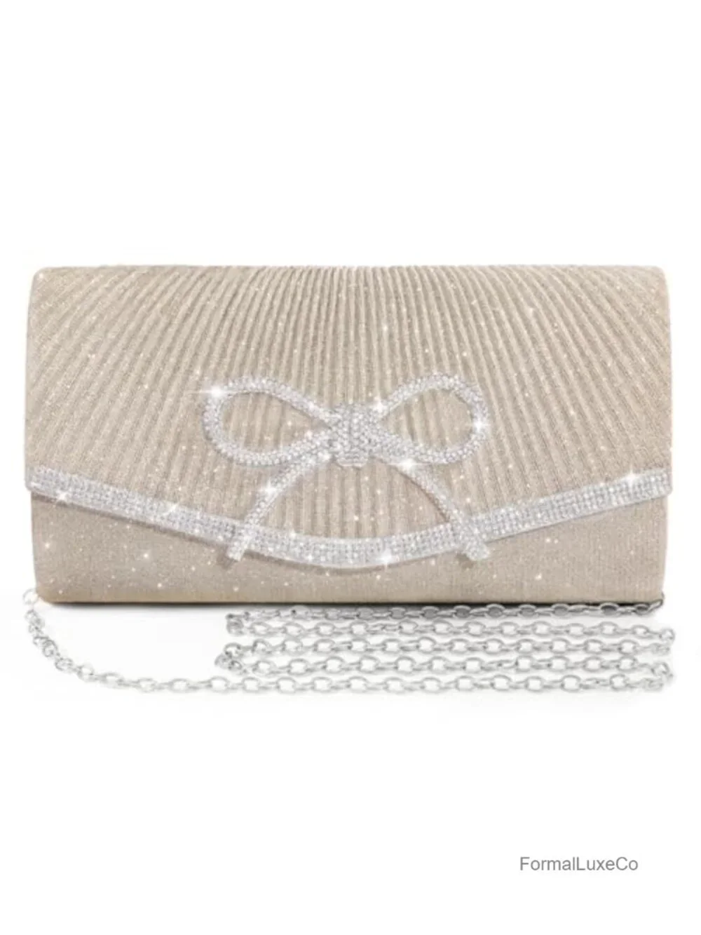 Sparkly Bow Crossbody Clutch Evening Bag with Rhinestone